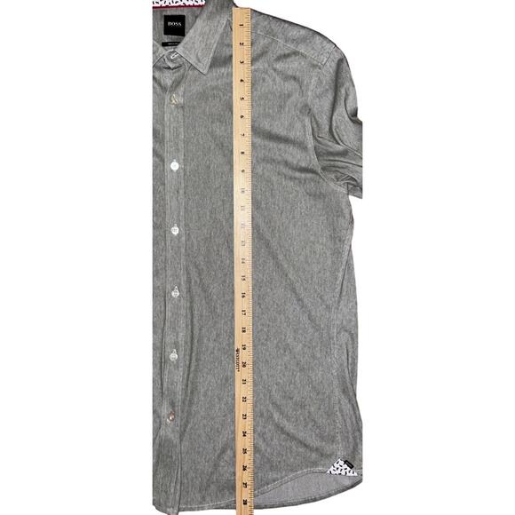 Hugo Boss Regular Fit Heather Gray Long Sleeve Button Up Dress Shirt Men's Large - Picture 10 of 10